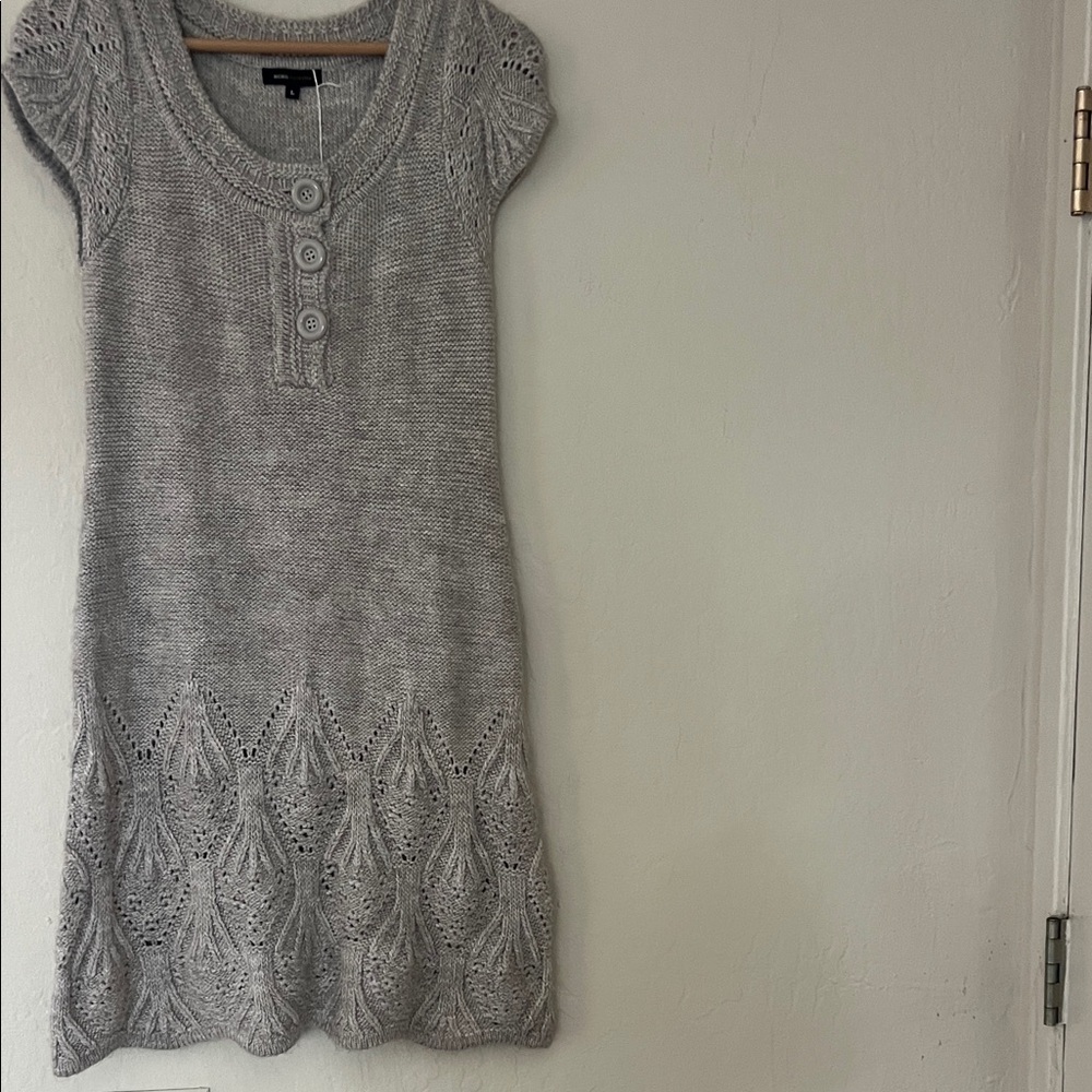 BCBGMaxAzria Gray Knit Dress with Button Accents